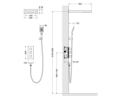 Душевая система Timo Petruma SX-5039/03SM с термостатом Черный
