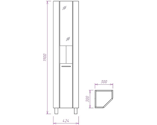 Шкаф пенал Onika Дюна 30.15 403036 угловой Белый