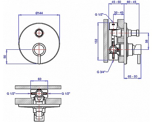 Смеситель для душа Margaroli Moderna RU2008AA01CR Хром