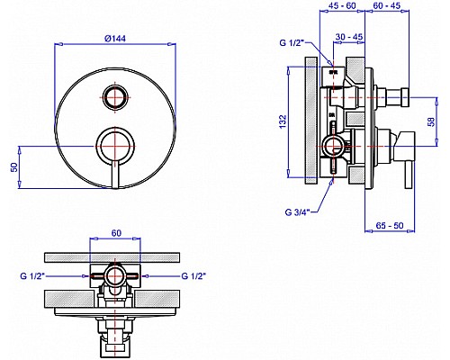 Смеситель для душа Margaroli Moderna RU2008AA01CR Хром