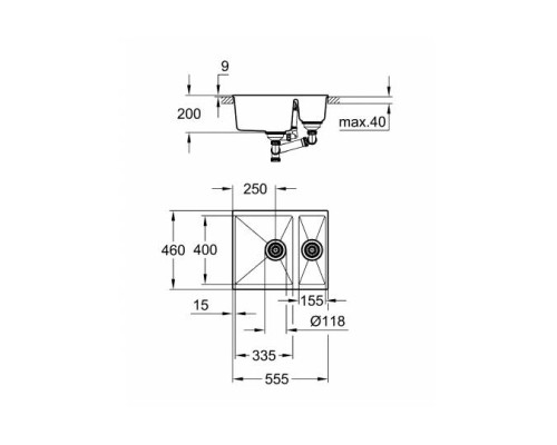Кухонная мойка Grohe K500 56 Cерый гранит