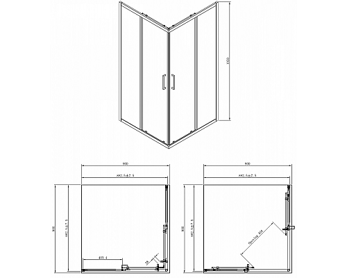 Душевой уголок Azario Seattle AZ-131 S A 90*90*195 профиль Хром стекло прозрачное