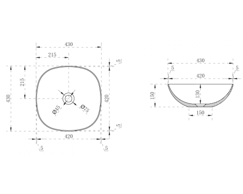 Раковина-чаша Abber Kristall 43 AT2806Opal Коричневый