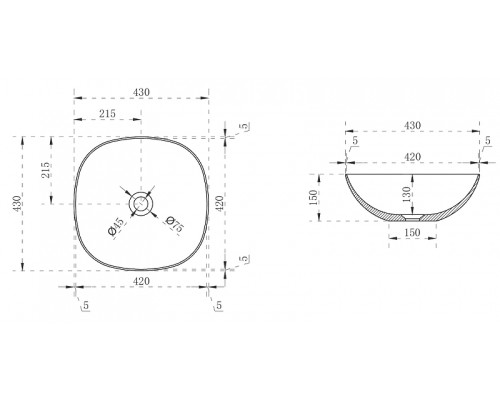 Раковина-чаша Abber Kristall 43 AT2806Opal Коричневый