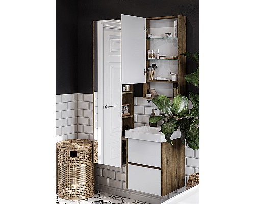 Зеркальный шкаф Aquaton Сканди 45 1A252002SDZ90 Белый Дуб рустикальный