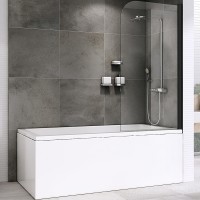 Шторка на ванну Abber Ewiges Wasser 100х140 AG52100B профиль Черный стекло прозрачное