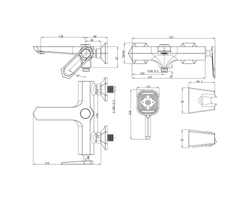 Смеситель для ванны Lemark Prizma LM3914C Хром