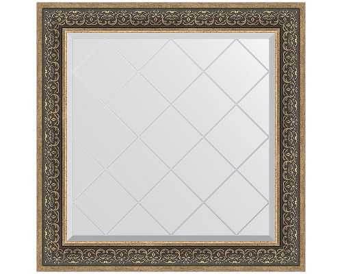 Зеркало Evoform Exclusive-G 89х89 BY 4336 с гравировкой в багетной раме - Вензель серебряный 101 мм
