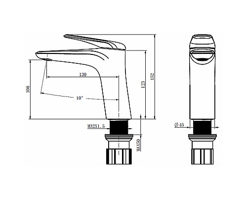 Смеситель для раковины Comforty FC074A-CGT 00-00004530 Графит