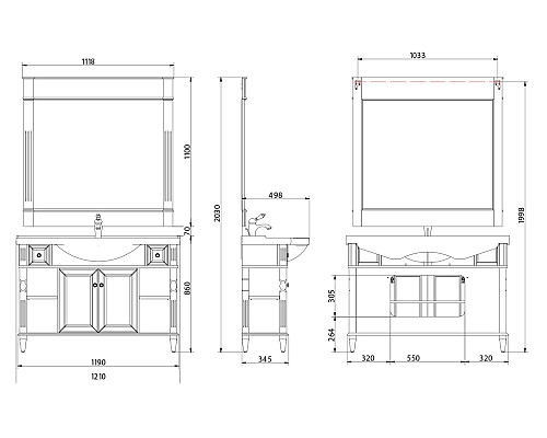 Зеркало Migliore Kantri 120 26741 Бордовое