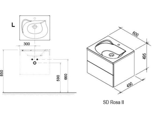 Тумба под умывальник Ravak ROSA II X000000924 белая