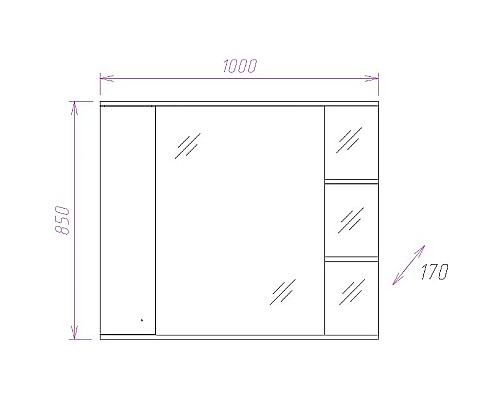 Зеркало со шкафом Onika Эльбрус 100.02 R 210004 с подсветкой Белое