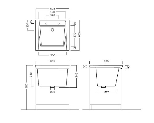 Хозяйственная раковина Hatria Complementi 60 YXMC Белая