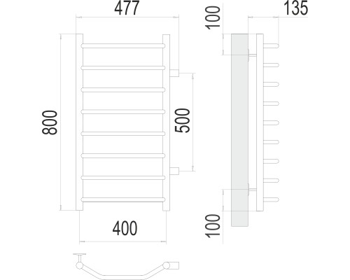 Полотенцесушитель Terminus Эконом Виктория П8 400х800 бп500