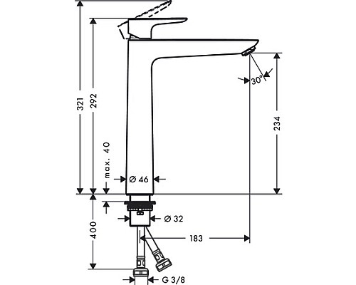 Смеситель для раковины Hansgrohe Talis E 71717700 Белый матовый