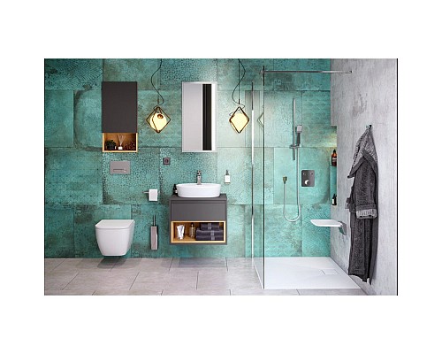 Тумба под накладную раковину Excellent Tuto 60 см серый/дуб, 1 ящик