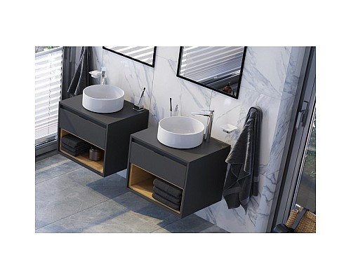 Тумба под накладную раковину Excellent Tuto 60 см серый/дуб, 1 ящик