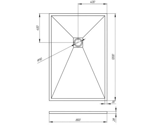 Душевой поддон из искусственного камня Veconi Tezeo 120x80 Черный