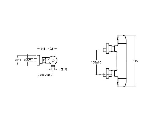Смеситель для душа Jacob Delafon Villette E23720-CP с термостатом Хром