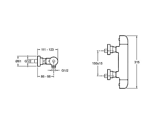 Смеситель для душа Jacob Delafon Villette E23720-CP с термостатом Хром