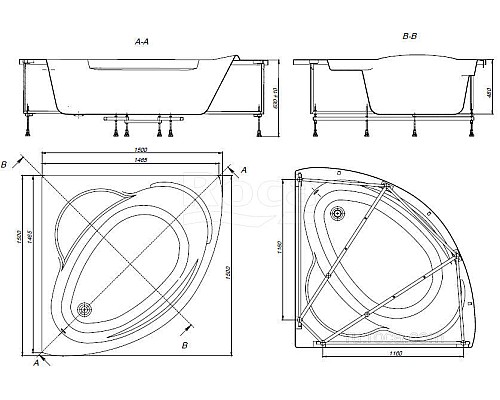 Акриловая ванна Roca Bali 150x150 симметричная белая 248639000