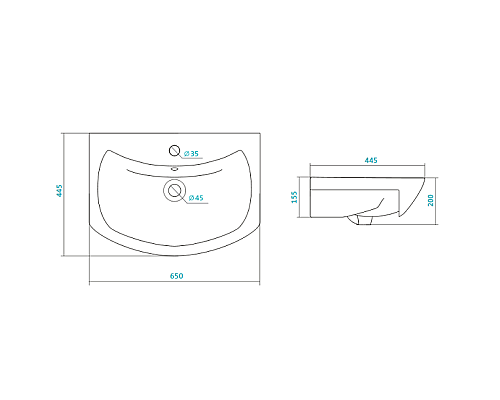 Полукруглая раковина Santek Балтика 65 1WH207775