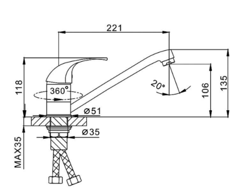 Смеситель для кухни Frap H29 F4929-B Хром