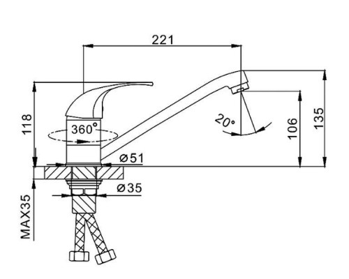 Смеситель для кухни Frap H29 F4929-B Хром