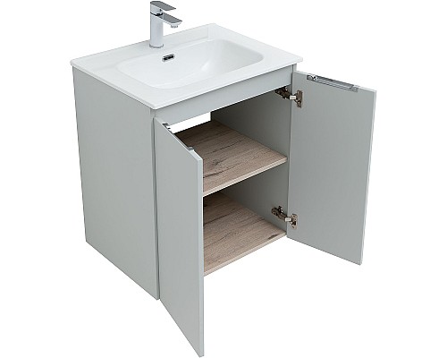 Тумба под раковину Aquanet Алвита New 60 277524 подвесная Серая матовая