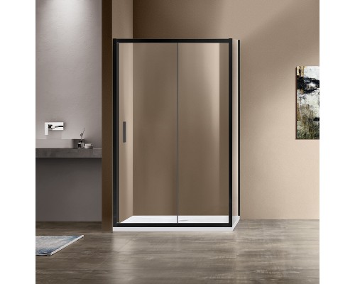 Душевой уголок Vincea Garda 140х80 VSR-1G8014CLB профиль Черный стекло прозрачное