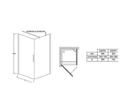 Распашная дверь Jacob Delafon E22T81GA