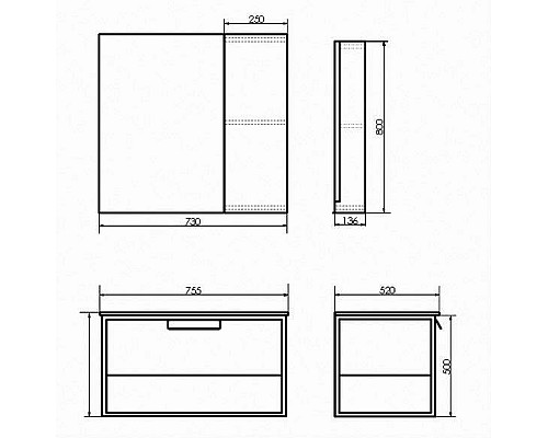 Тумба с раковиной Comforty Бонн 75 00-00006487 подвесная Дуб темный