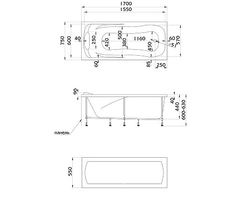 Ванна 1Marka CALYPSO 01каи1775 170х75