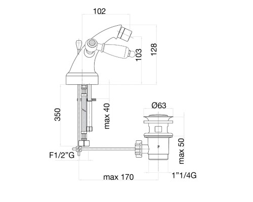 Смеситель для биде Fiore Coloniale Sky Swarovski® 03ZZ0632 бронза