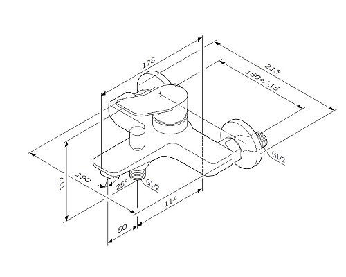 Смеситель для ванны/душа AM.PM X-Joy F85A10000 112 мм