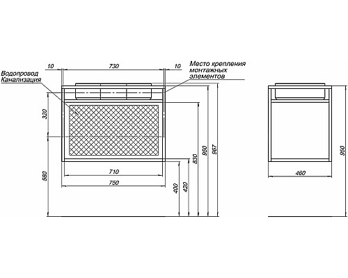 Консоль под раковину Allen Brau Liberty 75 1.33001.60 Медь браш