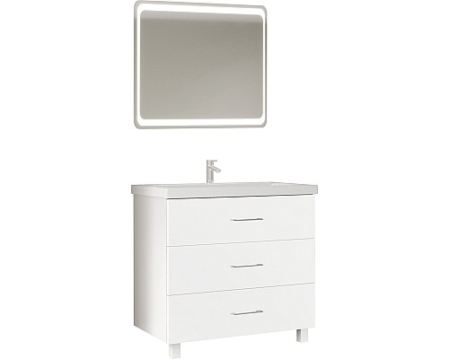 Тумба под раковину Marka One Mix 80Н с ручками Белая глянцевая