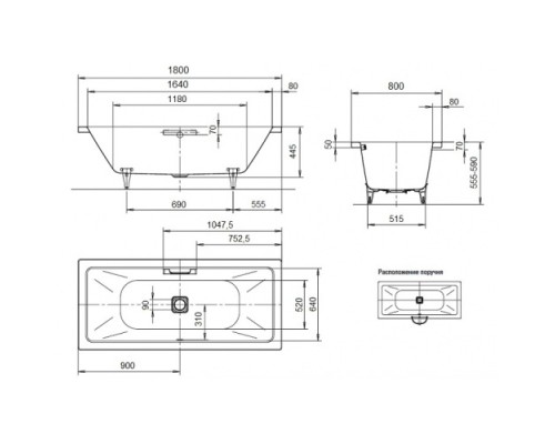 Ванна стальная Kaldewei Conoduo 180x80 235100013001