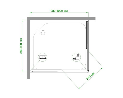 Душевой уголок Royal Bath HPD 100х90 RB9100HPD-T-BL профиль Черный стекло прозрачное