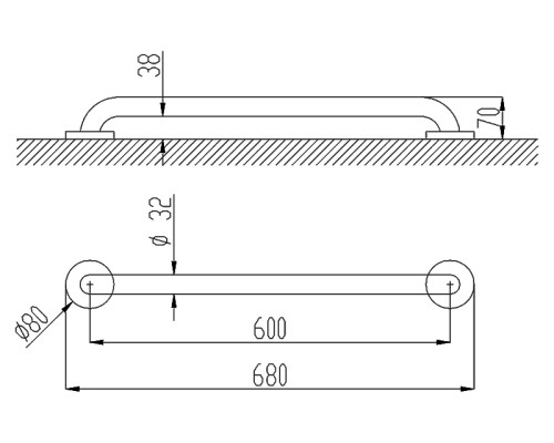 Поручень прямой Nofer 15054.60.B хром, глянцевый