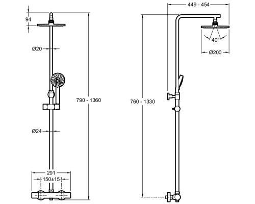 Душевая система Jacob Delafon Brive E24322-CP с термостатом Хром