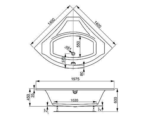 Акриловая ванна VAGNERPLAST VERONELA CORNER 140 VPBA140VEA3X-04