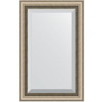 Зеркало Evoform Exclusive 83х53 BY 1132 с фацетом в багетной раме - Состаренное серебро с плетением 70 мм