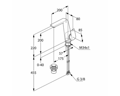 Однорычажный смеситель для раковины Kludi Ameo 410250575