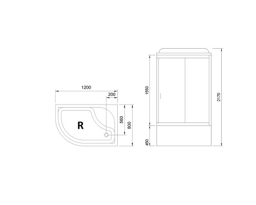 Душевая кабина Royal Bath ВК 120x80 задние стенки Белые