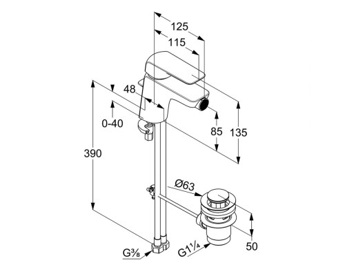 Однорычажный смеситель для биде Kludi Ameo 412160575