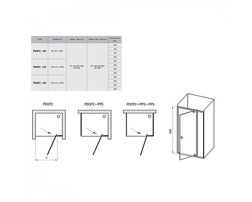 Душевая дверь Ravak Pivot 03GG0300Z1 120 чёрный прозрачный