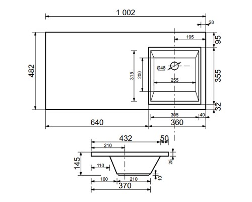 Тумба с раковиной Эстет Dallas Luxe 100 R ФР-00002320 подвесная Белая