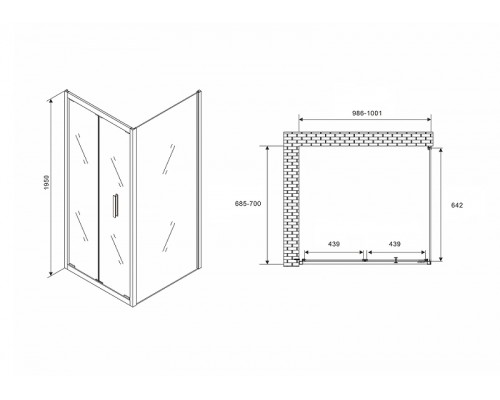Душевой уголок Abber Sonnenstrand 100x70 профиль Хром стекло прозрачное