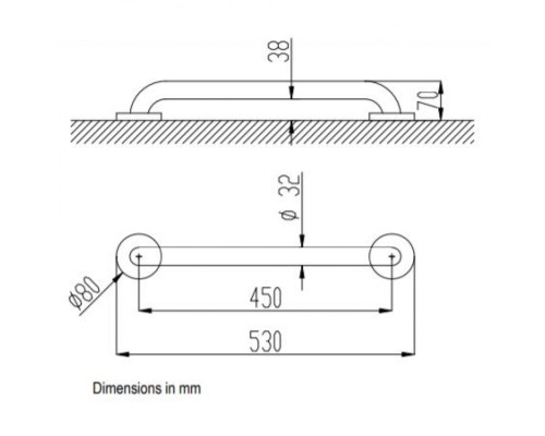 Поручень Nofer 15054.45.S Матовая нержавеющая сталь